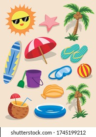 
Vector collection for the beach and summer accesories