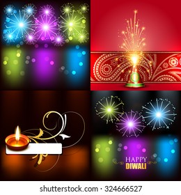colección vectorial de un hermoso fondo de diwali con crackers 
