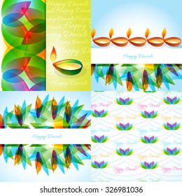 vector collection of beautiful background of diwalli with colorful diya illustration