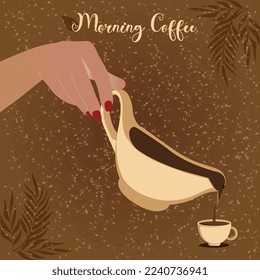 vector collection of beautiful coffee cup with pot.