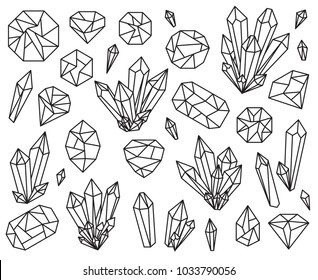 Colección vectorial de hermosos cristales y piedras preciosas