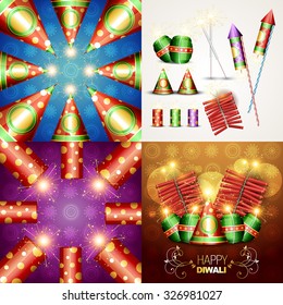 colección vectorial de un hermoso fondo diwali y ilustración de crackers diwali