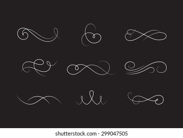 Vector Collection of Beautiful Elegant Flourishes. Vintage Calligraphic Elements. Abstract Swirl Decorative Dividers.