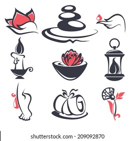 vector collection of beauty and spa sign, icons, emblems and symbols