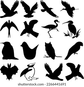 Vector Collection of Bird Silhouettes illustrator 