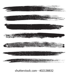 Vector collection of black brush strokes. Abstract sketch.
Set of grunge hand drawn ink lines may be used for creative design. Isolated on white background.