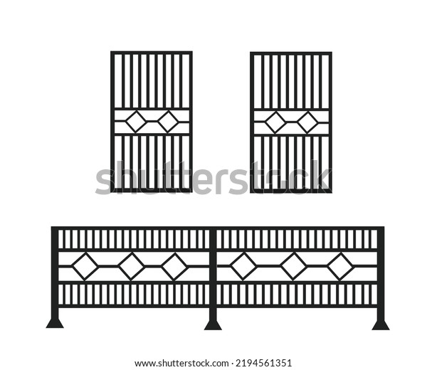 Vector Collection Black Fences Containing Fences Stock Vector Royalty Free