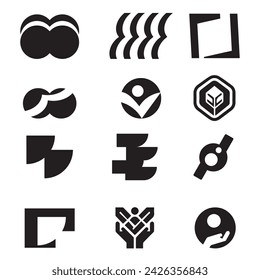 Vector collection of black flat minimal logotypes ideas. vector logotypes set.
