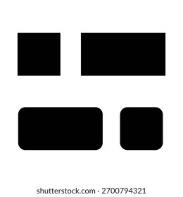 Vector collection of black glossy square web buttons icons and blank frames set 
