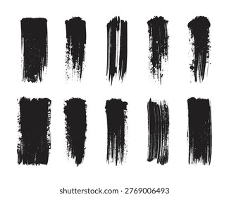 Vector Collection of Black Grunge Brush Strokes