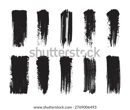 Vector Collection of Black Grunge Brush Strokes