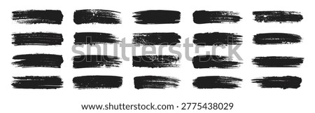 Vector Collection of Black Grunge Brush Strokes
