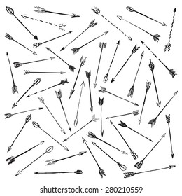Vector collection black hand-drawn arrows