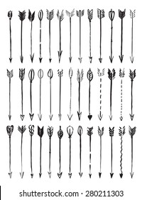 Vector collection black hand-drawn arrows 