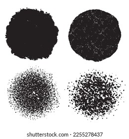 Vector collection of black paint, ink brush strokes, brushes, lines, texture art design elements, noise effect boxes Vector illustration. Isolated on white background