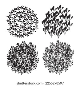 Vector Collection Black Paint Ink Strokes Splatter Brush Nature Plants Trees Flowers Background Floral Texture Art Decoration Patterns Vector Illustration Isolated on White Background