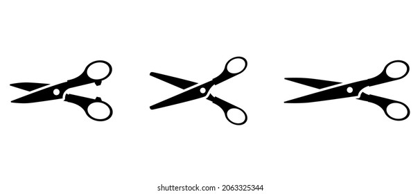 Vector collection of black scissors on white background