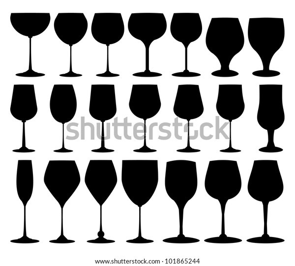 Download Vector Collection Black Wine Glasses Silhouettes Stock ...