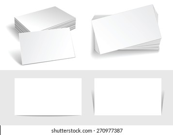 Vector collection of blank business cards on light background with shadows