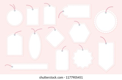 Vector collection of blank Christmas gift tags and badges templates different shapes isolated on light background. Emblems for xmas holiday presents packaging. Good for New year congratulations.