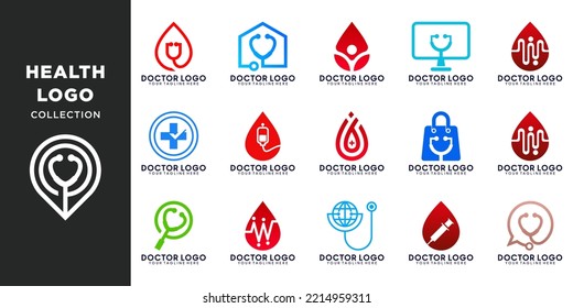 Vector Collection Of Blood Drop Logo Design Concept, Blood Care Community, Blood Health Blood People Logo Template