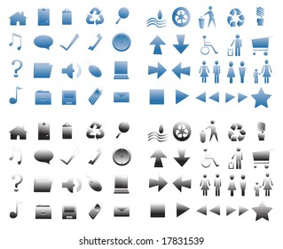 vector collection of blue and black web icons