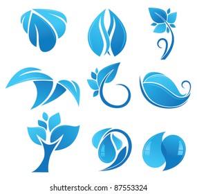 vector collection of blue environment icons