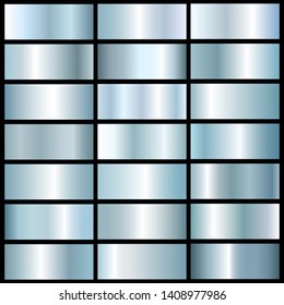 vector collection of blue silver metall gradients