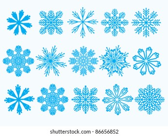 Vector collection of blue snowflakes