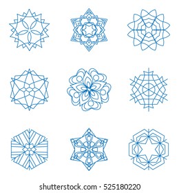 Vector collection of blue snowflakes, winter elements