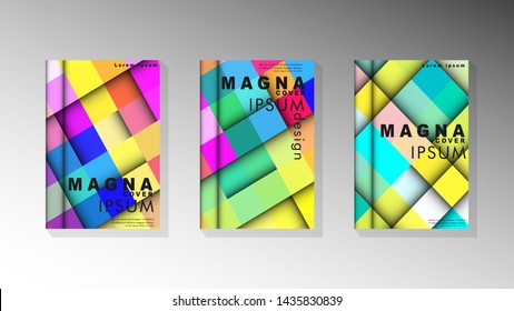 Vector collection book with colorful background shapes. printing design. suitable for your design