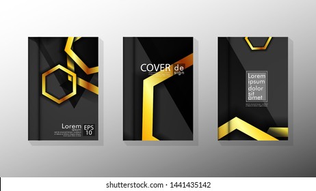 Vector collection of book cover backgrounds. eps 10 vector design illustrations. hexagon color gold