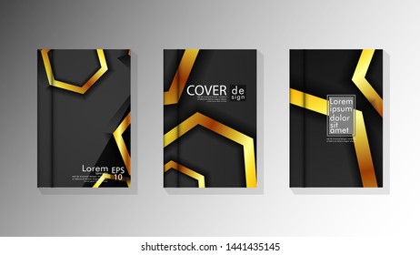 Vector collection of book cover backgrounds. eps 10 vector design illustrations. hexagon color gold