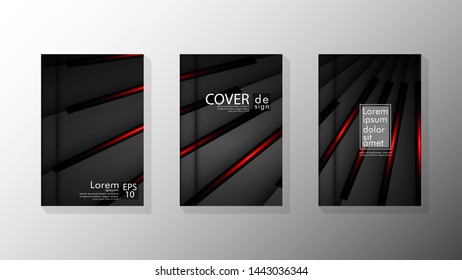 Vector collection of book cover backgrounds. eps 10 vector design illustrations. red color and dark