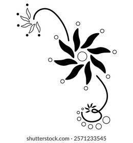 Vector collection of botanical silhouette elements. tropical plants, wildflowers, daisies, leaves. Hand drawn botanical images for decoration, websites, graphics, decorative