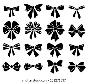 vector collection of bows on white background