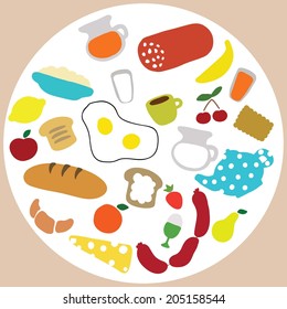 Vector collection of breakfast and lunch Ingredients