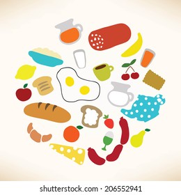 Vector collection of breakfast and lunch Ingredients