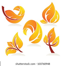 vector collection of bright autumn leaves