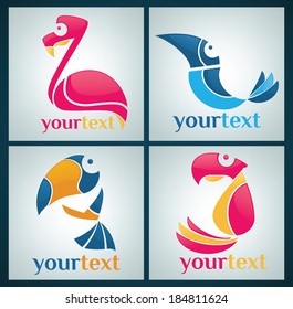 vector collection of bright birds signs, symbols and icons