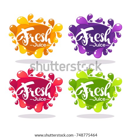 vector collection of bright bubbles frames  stickers, emblems and banners for fruit and berry fresh juice