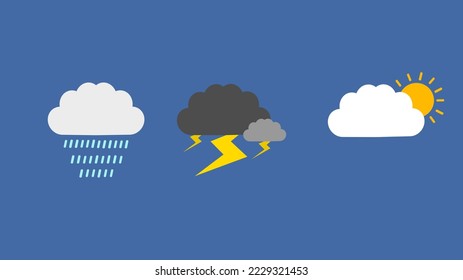 vector collection of bright cloud. Set of Cloud Icons in trendy flat style isolated on blue background. Cloud symbol for your web site design, logo, app, UI. Vector illustration
