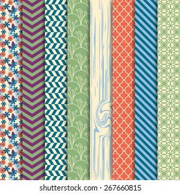 Vector Collection of Bright and Colorful Backgrounds or Digital Papers in Masculine Colors