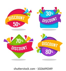 vector collection of bright discount tags, banners and stickers
