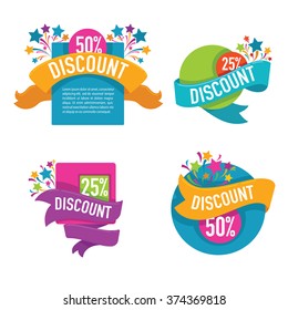 vector collection of bright discount tags, banners and stickers