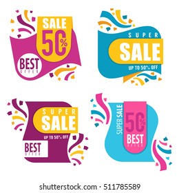 		vector collection of bright discount tags, banners and stickers
