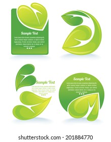 vector collection of bright green leaf frames and stickers