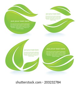 vector collection of bright green leaf frames and stickers