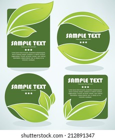 vector collection of bright green leaf frames and stickers