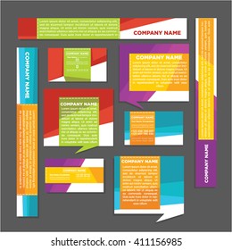 vector collection of bright labels, business cards, tags, banners and stickers